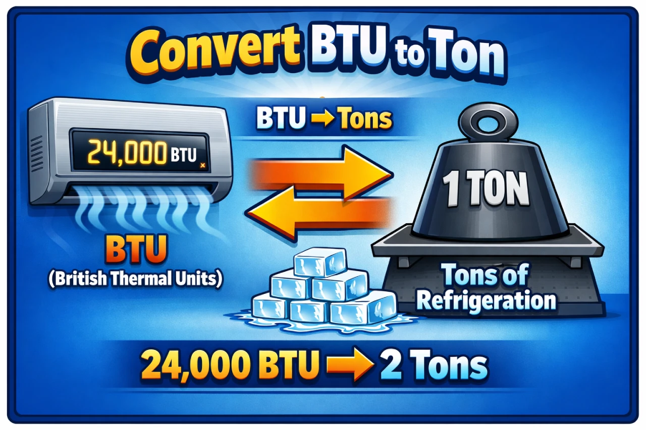 Convert BTU to Ton (BTU to Tons) Easily with Formula