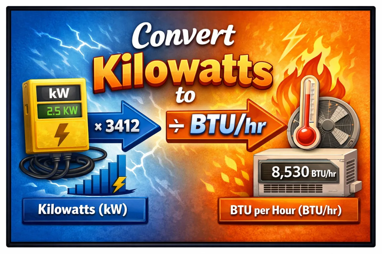 Convert Kilowatts to Btu/hr (kW to Btu/hr Formula & Chart)