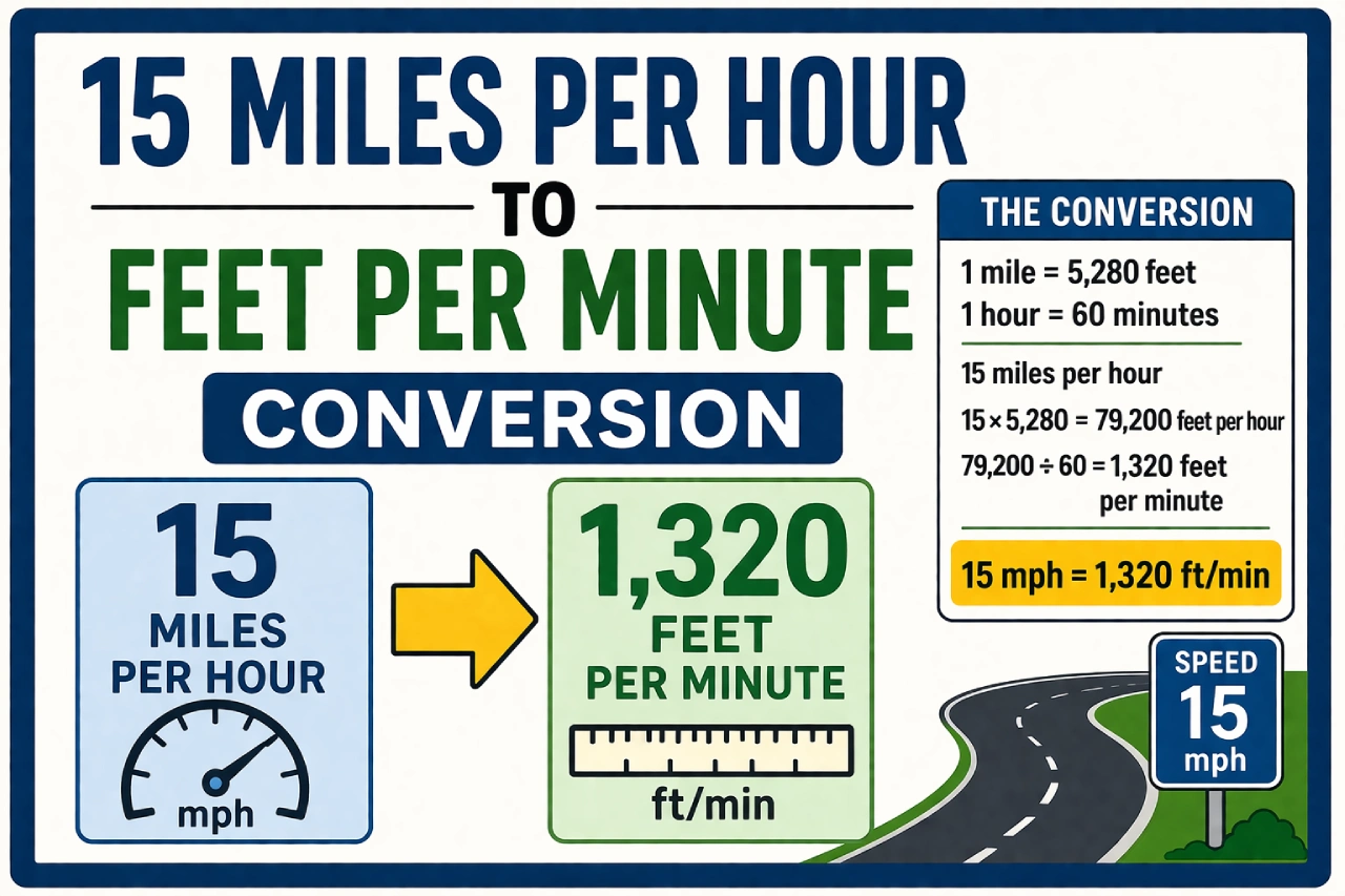15 Miles per Hour to Feet per Minute Conversion