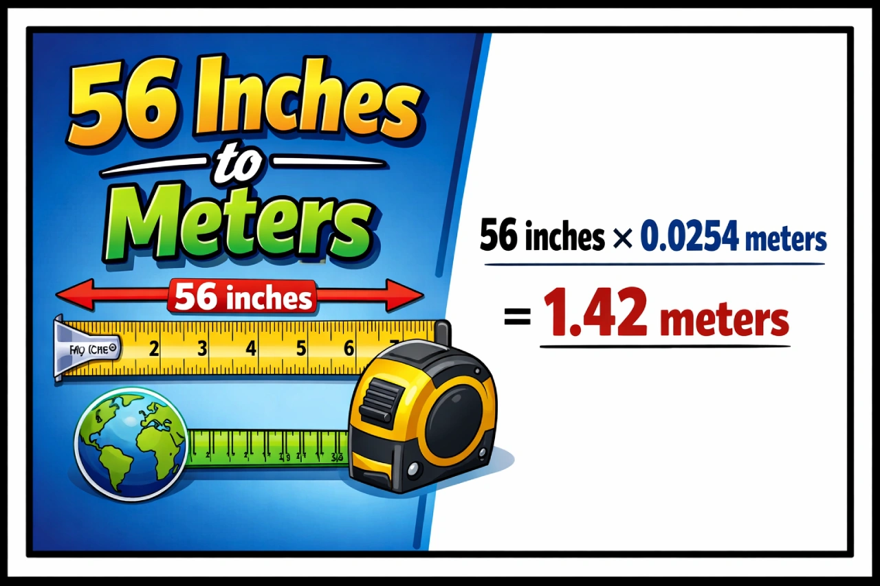 56 Inches to Meters (Formula + Examples)